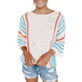 thumbnail image 2 of Letdown Womens 3/4 Sleeve Striped Lightweight Knit Sweaters Spring Summer Casual Crewneck Trendy Boho Tops Pullover Cover Ups, 2 of 9