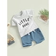 thumbnail image 4 of nvzhuang Kid Pants Suit, Boy Short Sleeve Letters Tops + Casual Street Drawstring Short Pants, 4 of 8