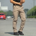 thumbnail image 7 of Tactical Cargo Pants for Men Ripstop Stretch Waterproof Multi Pocket Fall Hiking Work Trousers Khaki L, 7 of 7