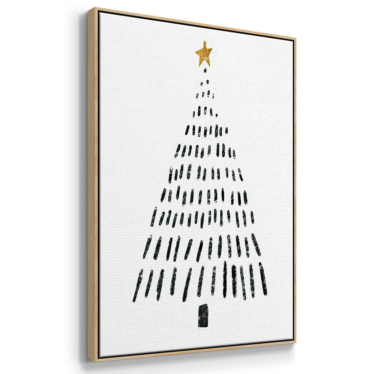 Christmas Tree - Framed Gallery Wrapped Holiday Canvas - 17 x 25 - Natural Wood Frame