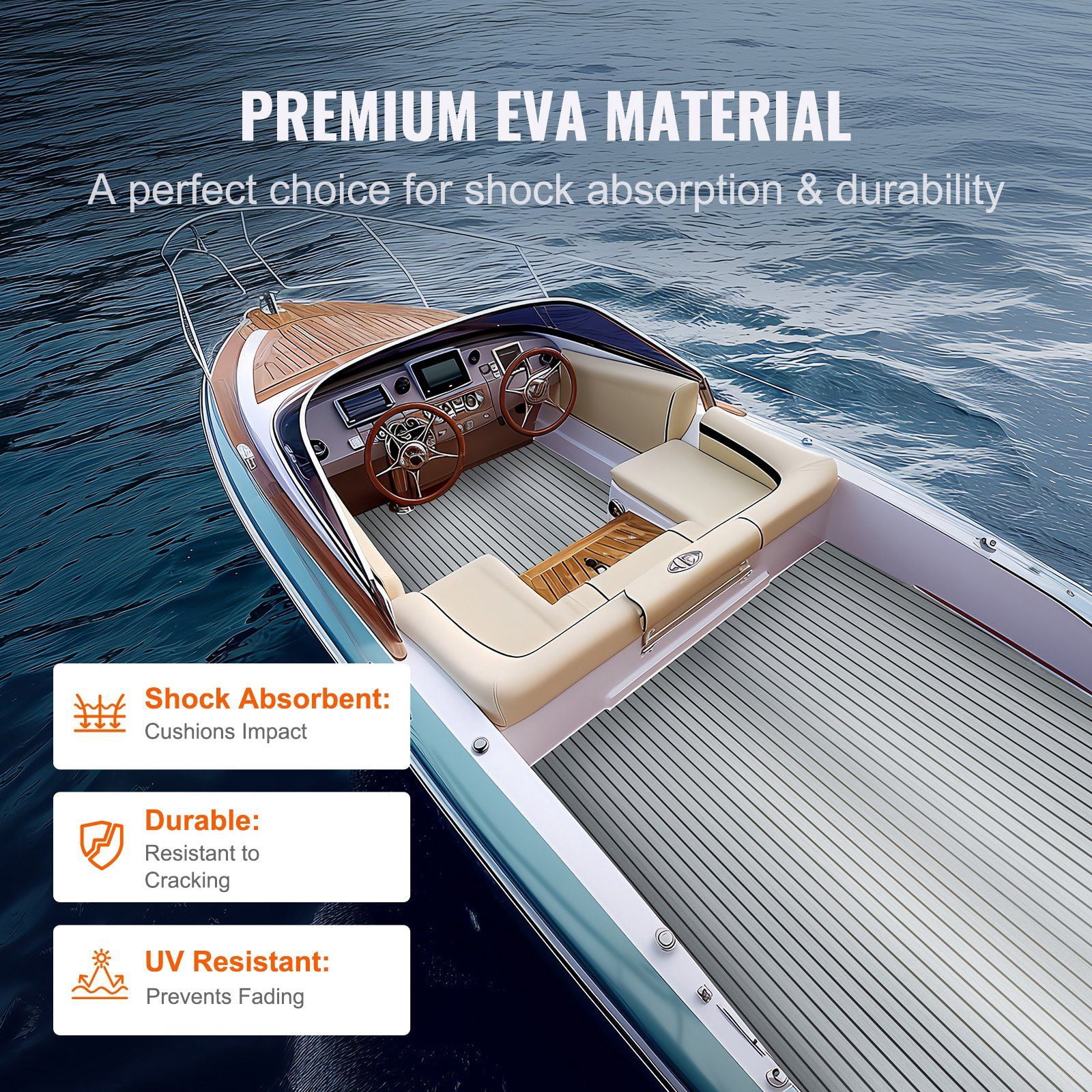 CAFORKP Self-Adhesive Boat Flooring, EVA Foam Non-Slip Decking for Pontoon & Kayak