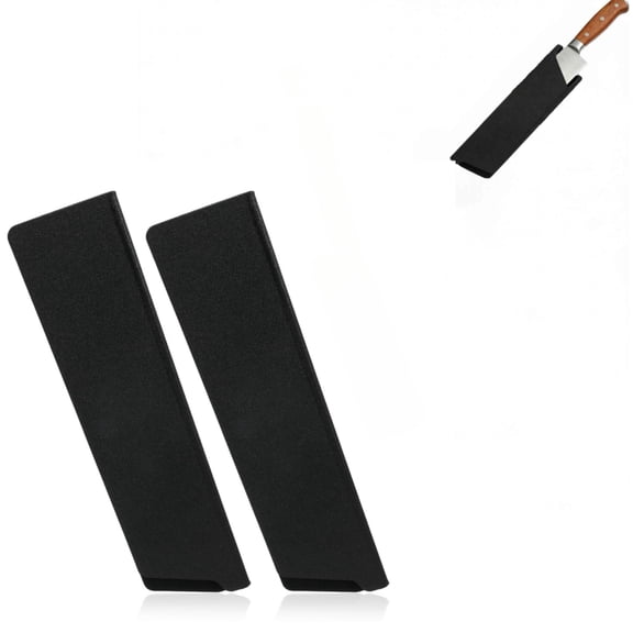 Trianu 2Pcs Knife Edge Guards, 8.66“ Knife Sheath for Kitchen Knives, ABS Universal Knife Cover Knife Blade Protectors, Black