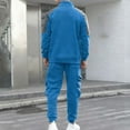 thumbnail image 6 of mihongmao Airport Outfits for Men 2026 Men's Solid Color Sports Pants Zipper Pocket Long Sleeve Collar Set Blue XL, 6 of 8