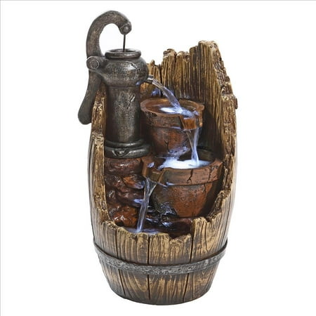 Cross Desk Fountain - Farm Cistern Barrel Illuminated Garden Fountain