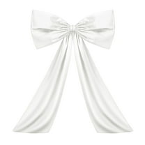 HBBKVI 24in Pre-Tied Christmas Bows with 32in Tail, Large White Satin Bow for Tree Door Wall, Elegant Party Wedding Decor