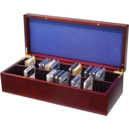 Lighthouse - Coin Box for 50 Slabs - Perfect For Slabs from , , ANACS, ICG and more - Mahogany Wood Grain Finish
