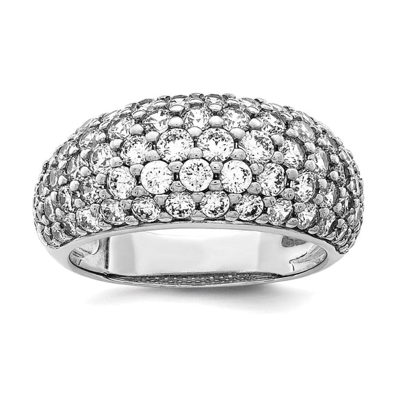 925 Sterling Silver Rhodium Plated Cubic Zirconia Ring Size 7 Ring for Women