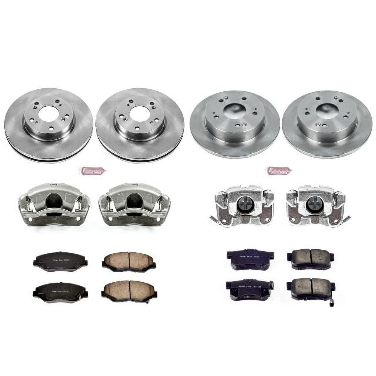 PowerStop Front and Rear Stock Replacement Brake Pad and Rotor Kit with Calipers Fits: ACURA Select Models KCOE6942