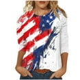 thumbnail image 2 of Odbmxy Tee Shirts for Women Summer 3/4 Sleeve Independence Day Womens Plus Size Tops Graphic Holiday Blue Casual Pullover Tops, 2 of 5
