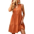 thumbnail image 3 of Vestido Con Cuello Anudado Vestido Escalonado De Línea A Mujer Tie Neck Tiered Dress Summer Simple Casual Loose Hem V Neck Button Front Sin Mangas A Line Dress Orange XL LYUMO Otros, 3 of 6