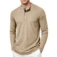 thumbnail image 2 of Men's Waffle T-Shirts Short Sleeve Casual Stylish Button Henley Shirt Summer Slim Fit Basic Pullover Tee Shirts,S, 2 of 9