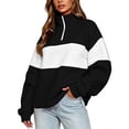 thumbnail image 3 of Akmaiox Sweatshirt for Women,Half Zip up Long Sleeve Color Block Pullover Tops, Oversized Casual Fall Streetwear Loungewear S-2XL, 3 of 9