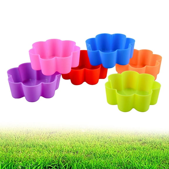 Soimiss 6pcs Silicone Cupcake Maker Mould Non-Stick Baking Cups for Baking Random Color