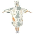 thumbnail image 2 of FORMRS Wearable Blanket Hoodie with Sleeves for Kids Cozy Flannel Sweatshirt, Whimsical Rabbits, 2 of 7