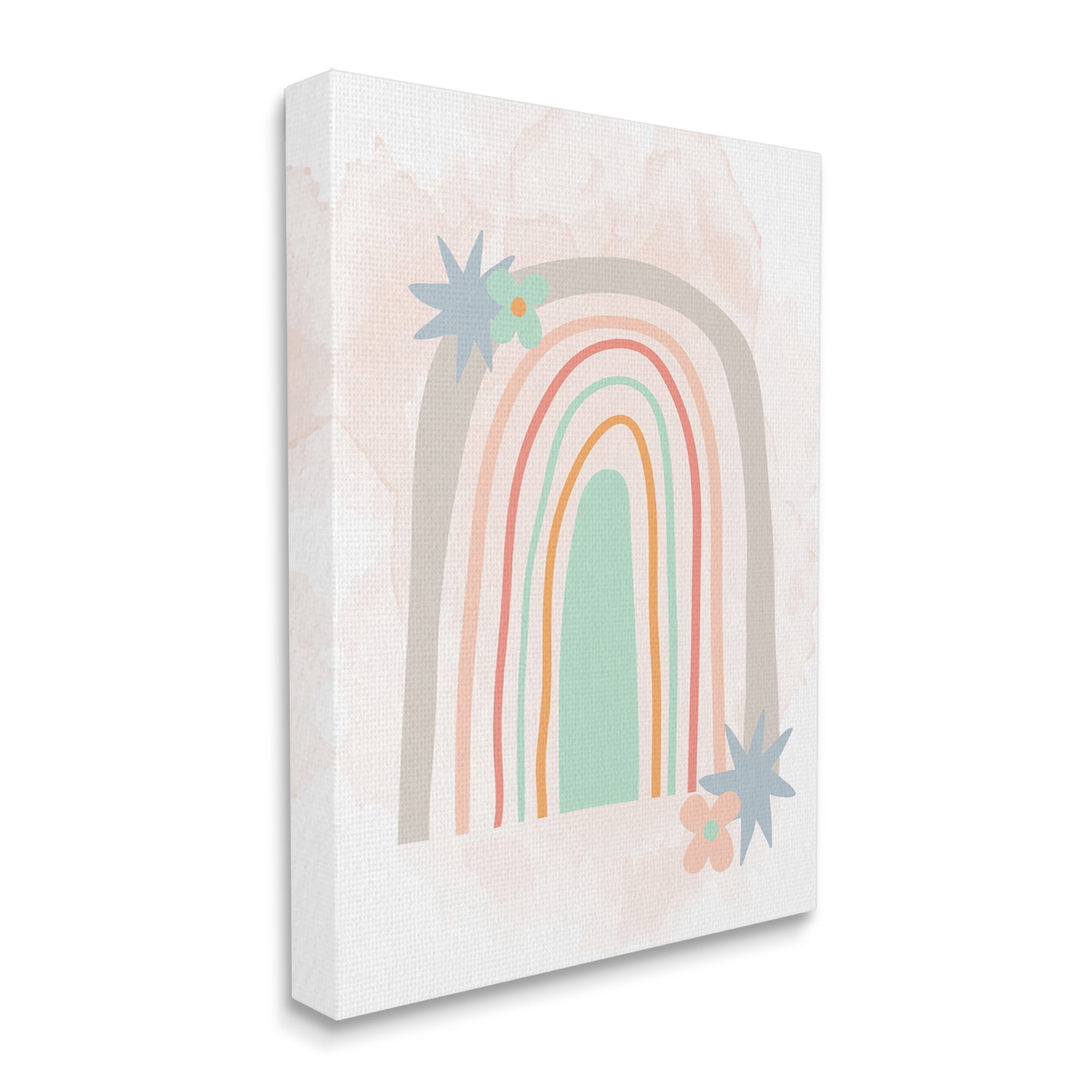Stupell Whimsical Wavy Rainbow Star Shapes Landscape Painting Gallery Wrapped Canvas Print Wall Art