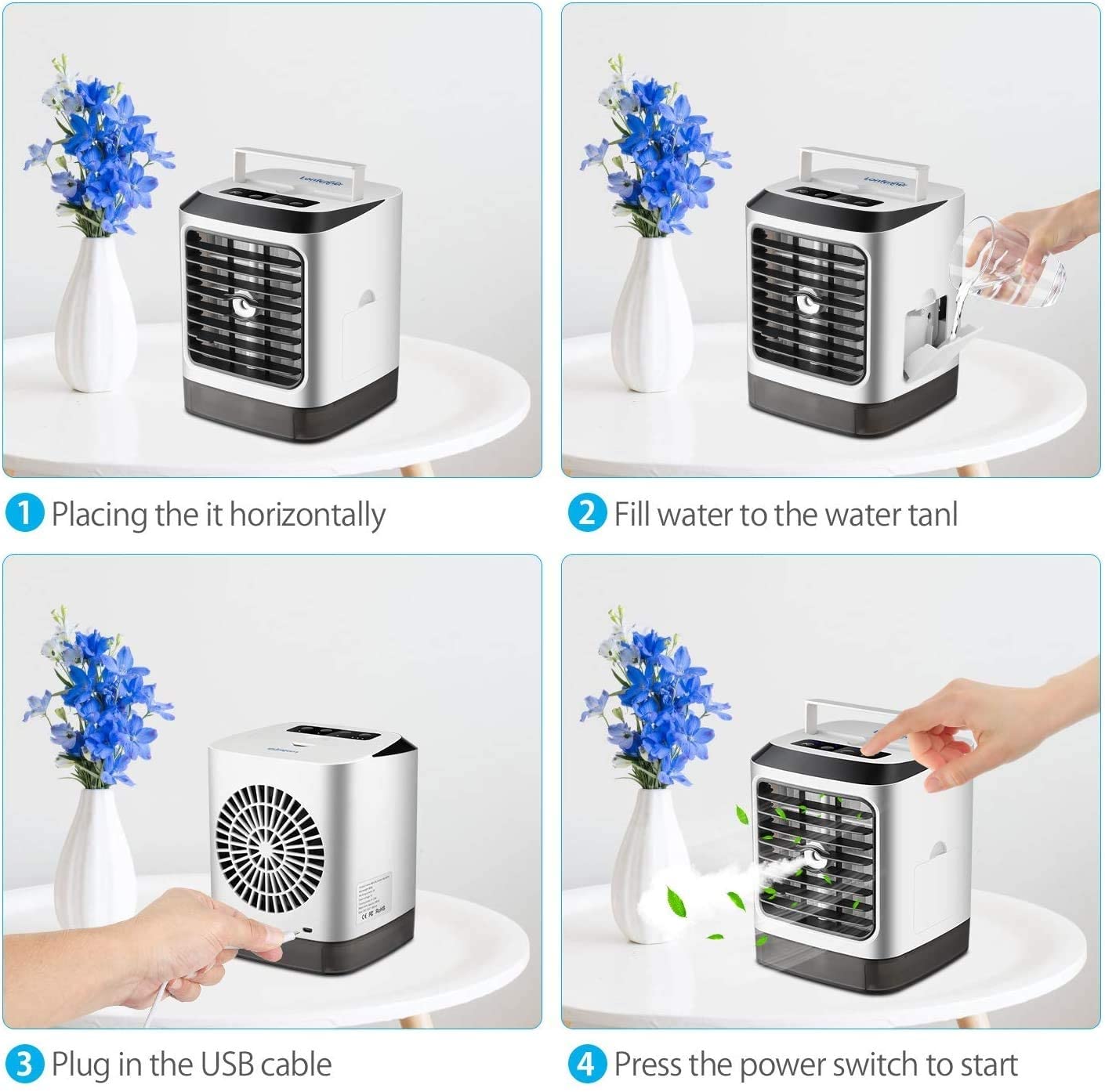 12v Mini Air Conditioner Fan Evaporative Water Cooler Cooling Fan With 2 Wind Speeds For Car Truck Travel Home Bedroom Room Office Dorm Ejoyous Portable Air Conditioner Fan Heating Cooling Air