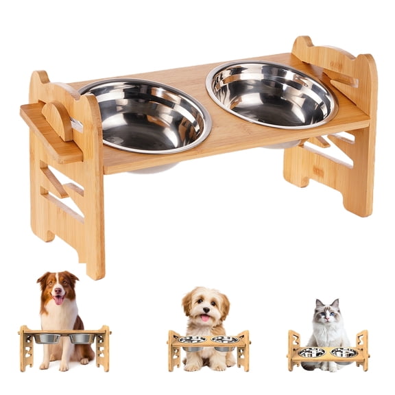 Lumikrypt Elevated Dog Bowls Stand, Adjustable Raised Dog Bowls, Sturdy Pet Food Feeder with 2 Stainless Steel Bowls and Non-Slip Feet, Durable Dog Food Bowls for Small Dogs Cats