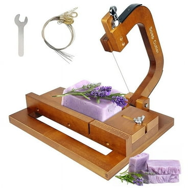 Wooden Soap Cutter, Wire Slicer Cutting Tool with Size Scale for Handmade Soap Loaf Cheese Butter Candles (Oak)
