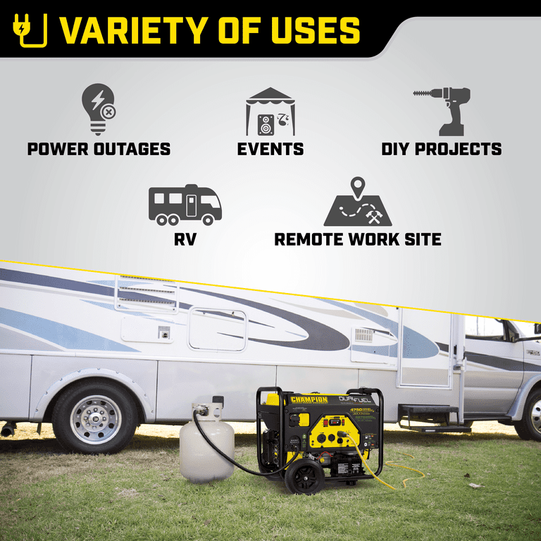 Champion Power Equipment 4750/3800-Watt Dual Fuel RV Ready Portable Generator with Electric Start Champion Power Equipment 4750/3800-Watt Dual Fuel RV Ready Portable Generator with Electric Start