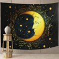 thumbnail image 4 of Tapiz psicodélico popular azul negro media luna estrella colgante de pared mitología egipcia retro bohemio mandala tapiz dormitorio sala de estar dormitorio artista decoración del hogar, 95 x 73 brillar Electrónica, 4 of 5