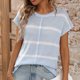 thumbnail image 1 of Fiudx Ofertas Flash Del Día Solo En Línea Blusas Casuales de Moda para Mujer Top con Cuello Redondo y Mangas a Rayas, 1 of 7