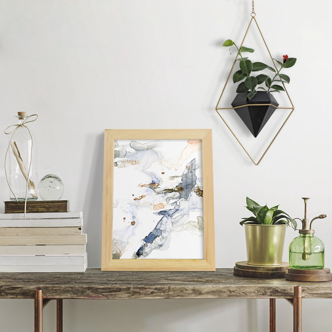 Organic Interlace I -Framed Print w/glass-Natural Wood