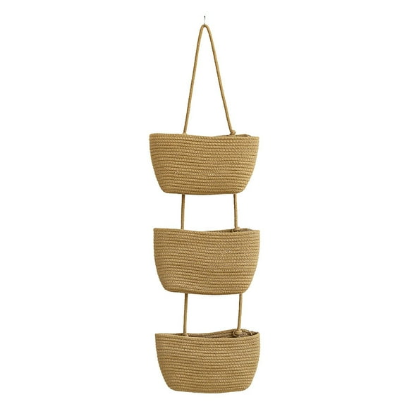 Kcavykas Clearance Sales Home Storage Organiser Wall Hanging Storage Basket for Organizing Miscellaneous Items Three-layer Hanging Basket Wall Weaving Basket Manual Sorting Baske