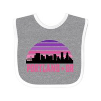 Inktastic Portland Oregon Retro Sunset Skyline Girls Baby Bib