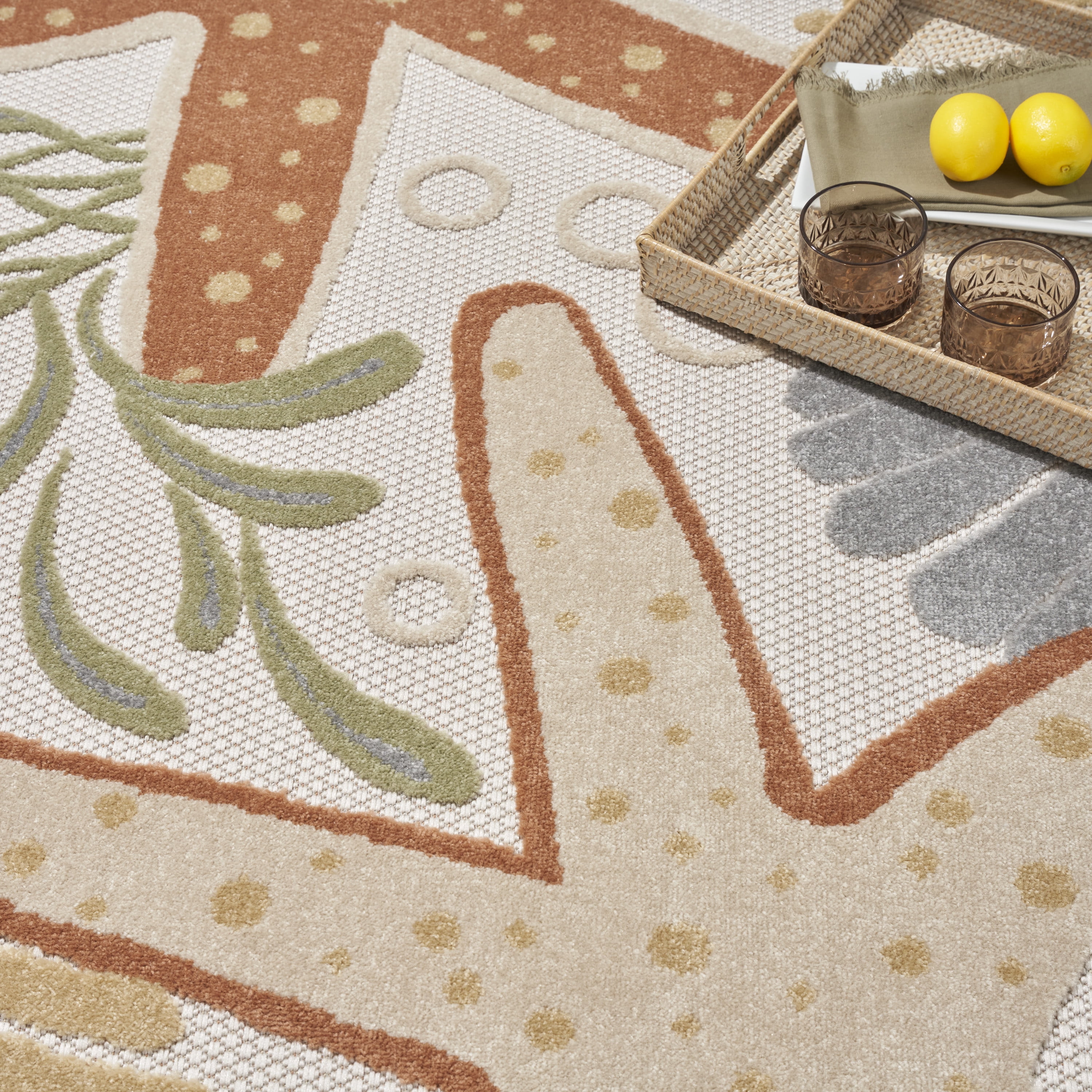Nourison Aloha Outdoor Ivory Multicolor 7'10" x 10'6" Area Rug (8x11)