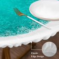 thumbnail image 3 of Turquoise Christmas Snowflake Round Tablecloth, Fitted Table Cover with Elastic for 45"-54" Round Tables, Xmas Winter Modern Teal Table Cloth Outdoor Indoor Dinning Party Waterproof Tablecloths, 3 of 7
