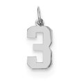 thumbnail image 1 of Sterling Silver Rhodium-plated Small Polished Number 3 Charm QSS03 (20mm x 4mm), 1 of 2
