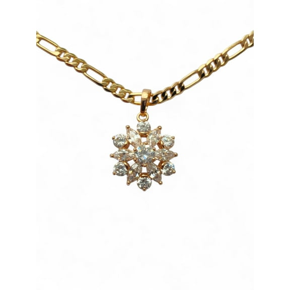 Rose Gold Necklace with Crystal Snowflake P30 by Artisan Jeweler