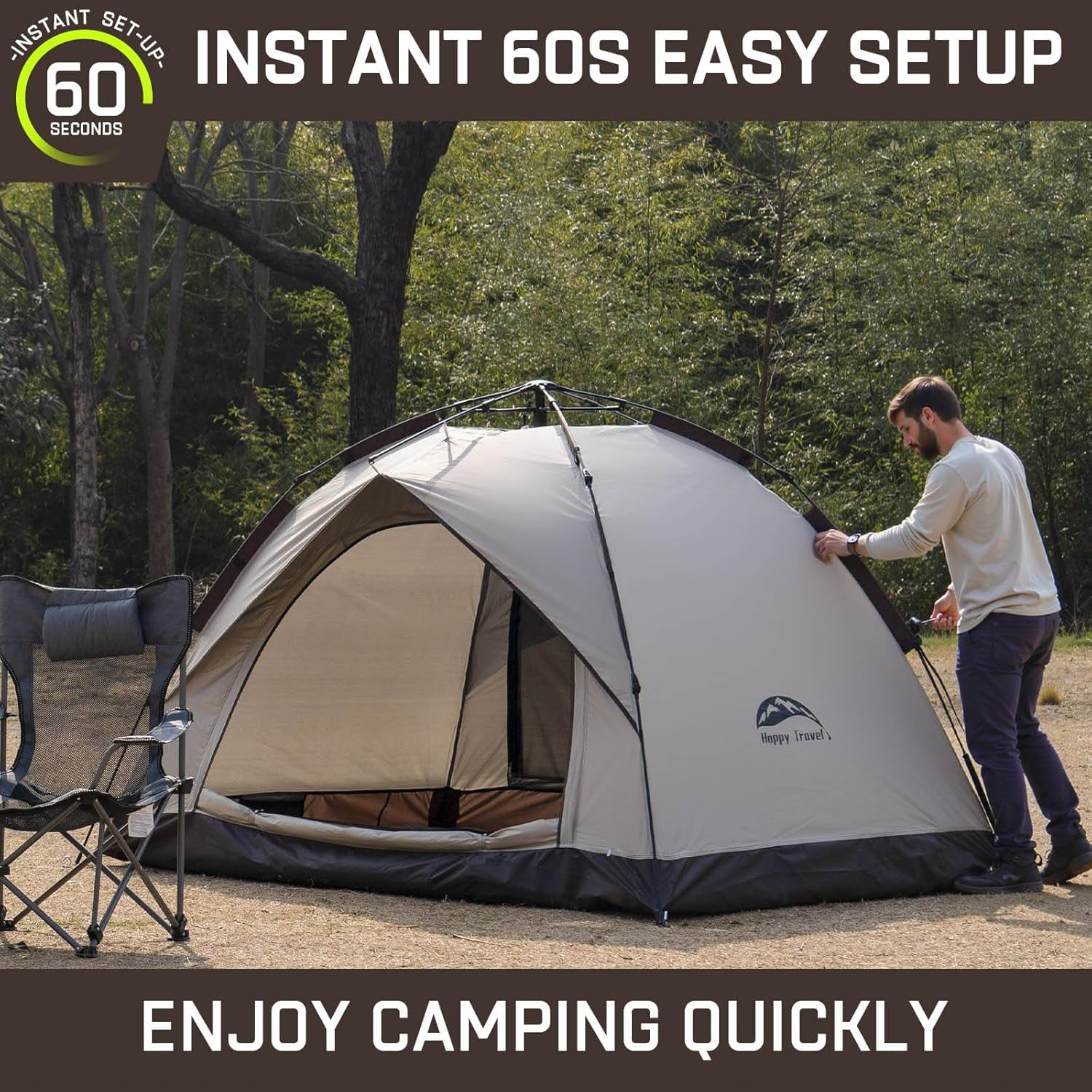 Tent for Camping, Waterproof Family Dome Tent with Easy Setup for Hiking and Traveling