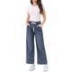 thumbnail image 2 of Jeans de pierna ancha para mujer INSPIRE CHIC con cintura elástica y cordón, pantalones de mezclilla casuales con bolsillos, gris azul XS, 2 of 6