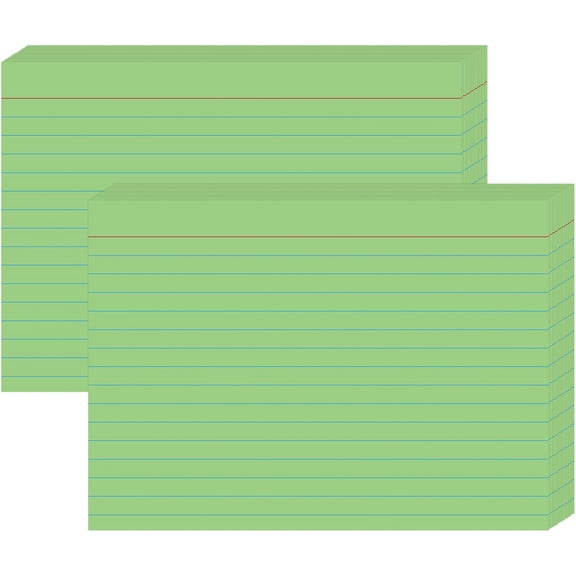5x7 Green Flash Cards (100 Pack), Heavyweight 160gsm Green Index Cards for Teachers -- College Ruled & Blank , Large Lined Note Cards for Classroom Activities & Lesson Planning