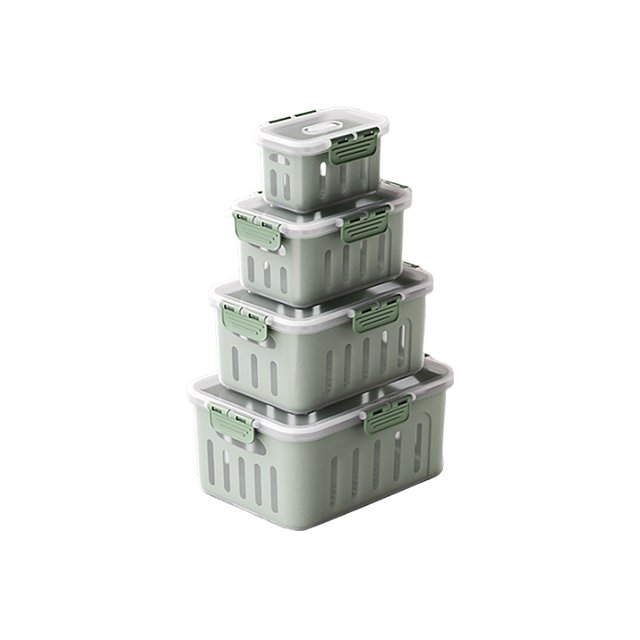 Recipientes Comida Sellados Drenaje Protector Verduras Con Tapa para Mantener La Fresca