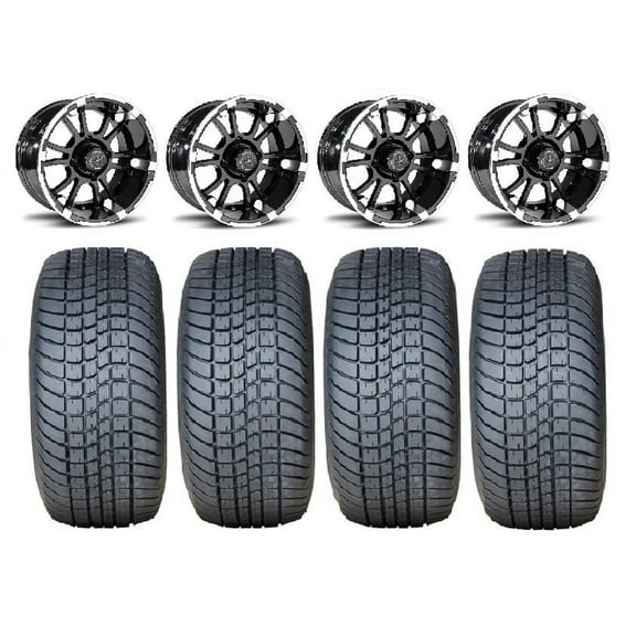 Fairway Alloys Sixer Golf Wheels 12" Pro Rider 215x50-12 Tires E-Z-GO & Club Car