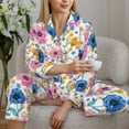 thumbnail image 6 of Uemuo Rose Flowers Pattern Womens Pajama Sets,PJ Set for Women,Pajamas for Women Logo,Long Sleeve Pajama Set for Women,Soft Long Sleeve Top With Pants-X-Large, 6 of 9