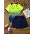 thumbnail image 3 of DPOIS Boys Girls 2-Piece Sports Suit Football Outfits Athletic T-Shirt with Shorts Fluorescent Green 11-12, 3 of 7