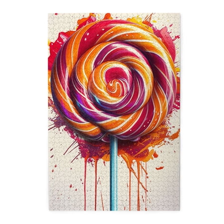 1000 PCS 1000 piece puzzle for adults Red lollipop Unique and Beautiful Design Classic lollipop Wooden Puzzles Stunningly Vibrant Colors Gift for Friends & Family Creative Activity Hobbies for Adults