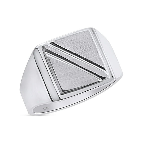 AFFY Men's Signet Ring In 14k White Gold Plated 925 Sterling Silver Gift For Her, Ring Size 7