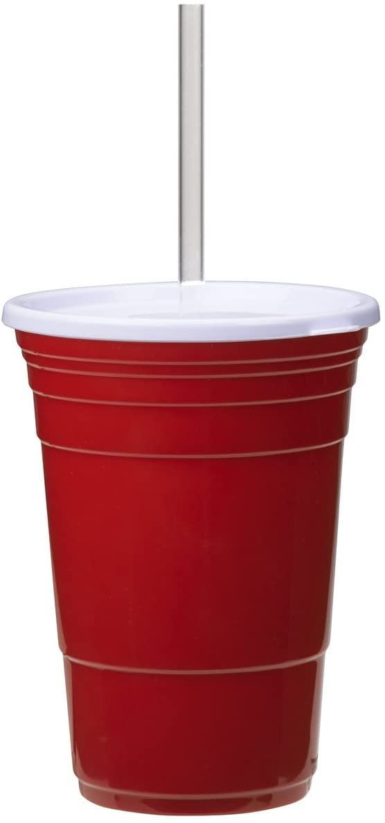 Red Cup Living Reusable Red Plastic Cups 24 oz Party Cups With Lid