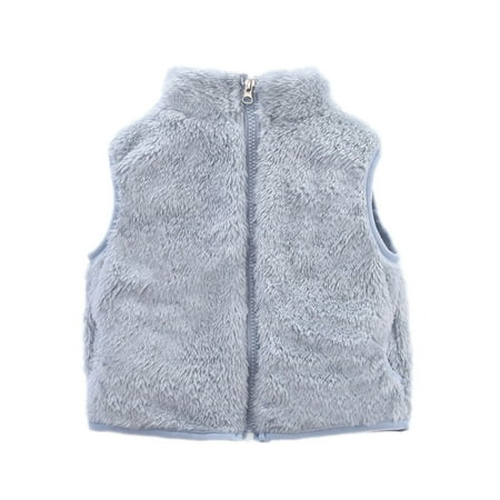 

Baby Kids Boys Girls Sleeveless Jacket Polar Soft Sherpa Fleece Vest Outerwear Zip up Hoodie Coat With Pockets