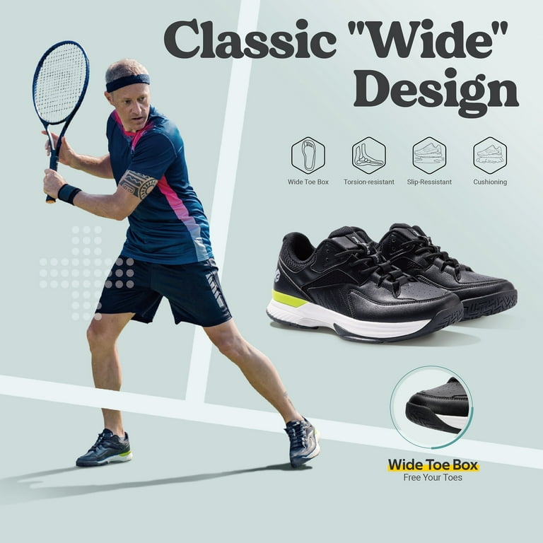 FitVille Mens Pickleball Shoes Tennis Bowling Shoes for Men with Arch Support Size 10.5 Wide