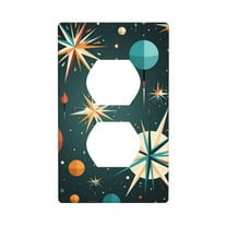 Duplex Light Switch Wall Plate 1-Gang Single Decorative Receptacle Outlet Covers - Star Retro Mid Century Atomic Starry Vintage