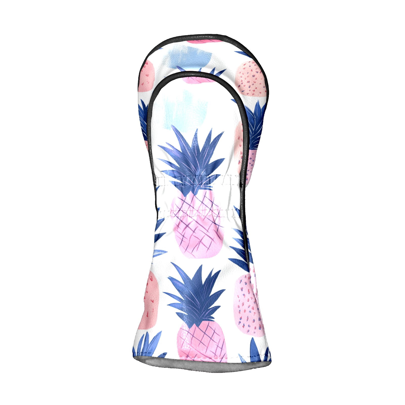 Golf Club Covers PU Leather Waterproof Head Covers for Fairway Woods Hybrids Pineapple Pattern Unisex Fits Most Brands