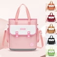 thumbnail image 4 of Color Block Middle Elementary Canvas Tote Tutoring Bag Adjustable Crossbody Strap Multi Pocket Waterproof Casual Homework After School Book Bag, 4 of 5