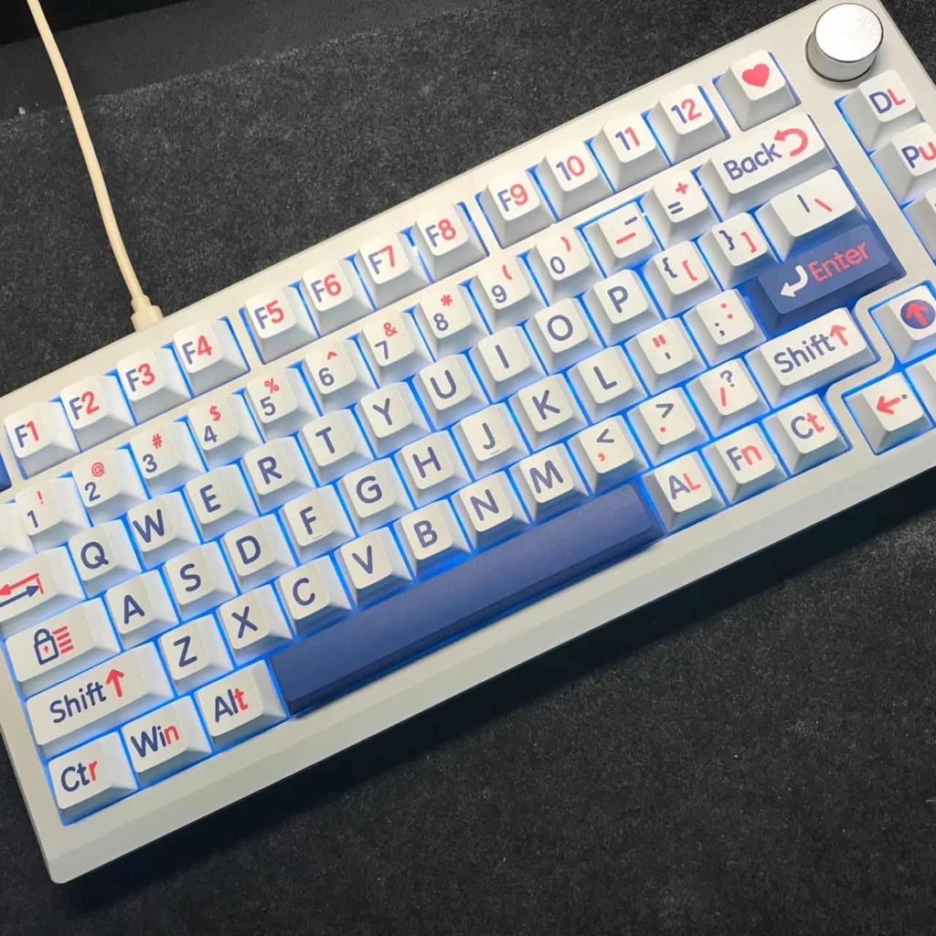 AOOOWER 125Keys Original Profile Kleins Blue Big Letter Keycap Dye Sublimations Keyboards