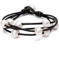 thumbnail image 2 of Aobei Pearl Cultured Freshwater pearl Wrap Bracelet on Multi Strands Leather Beaded Jewelry for Women Black, 2 of 6