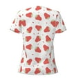 thumbnail image 4 of Naloa Hand Drawn Strawberry Print T-Shirts Short Sleeve V Neck Tees for Women Fashion Tops Trendy Lightweight Soft Casual Summer Outfits Clothes, 4 of 5